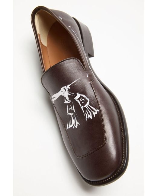Acne Brown Printed Loafers for men