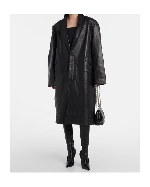 Entire studios Black Oversized Leather Coat