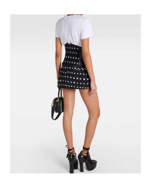 Vivienne Westwood Black Foam Polka-Dot Virgin Wool Miniskirt