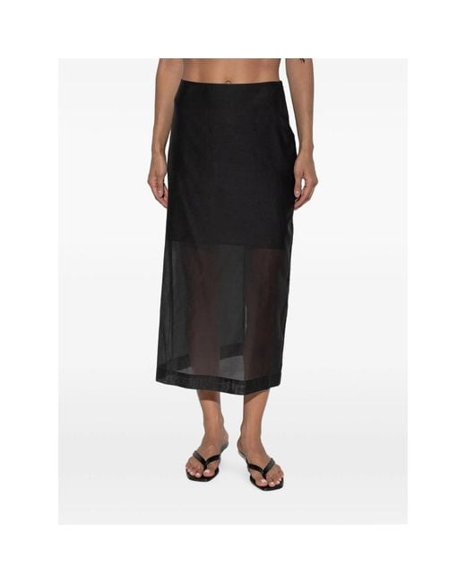 By Malene Birger Black Sheer Patchwork Midi Skirt