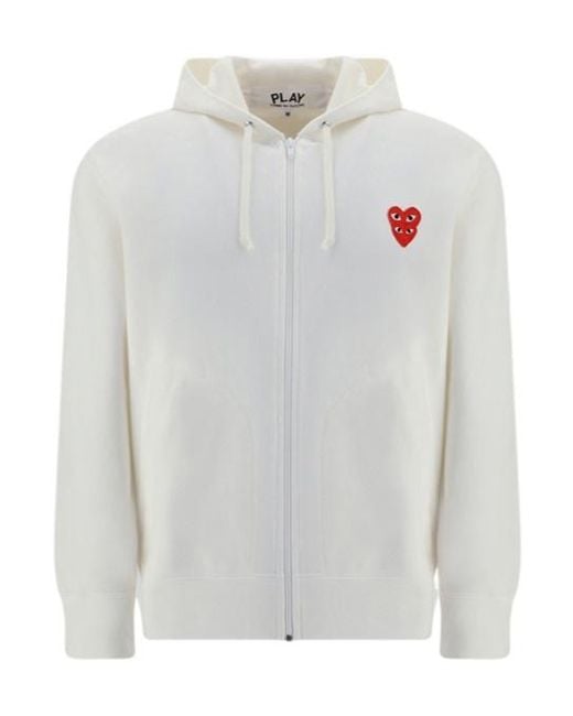 COMME DES GARÇONS PLAY White Comme Des Garçons Play Heart Patch Zipped Sweatshirt for men