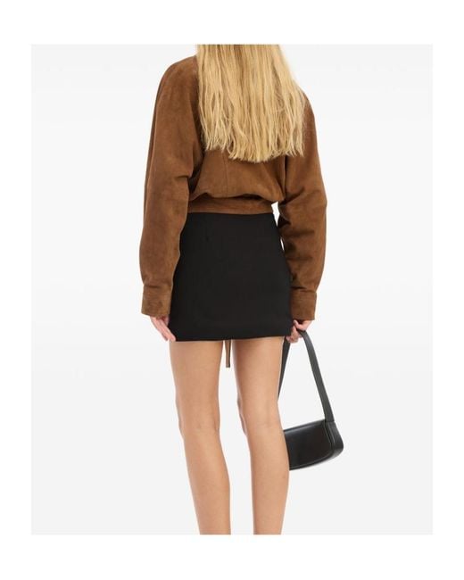 ROTATE BIRGER CHRISTENSEN Brown Biker Leather Jacket
