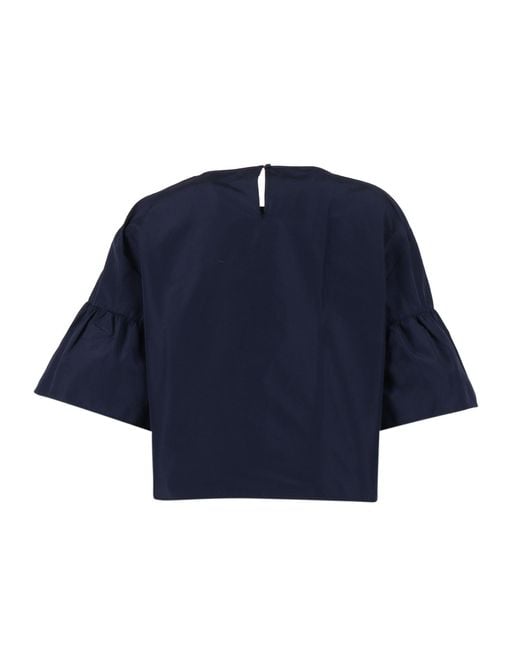 Weekend by Maxmara Blue Break Ruffled Sleeve Top