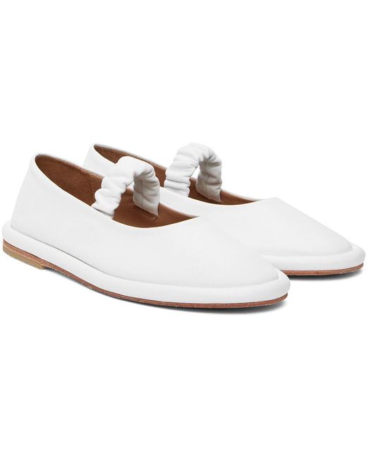 Lauren Manoogian White Solid Color Leather Ballet Flats
