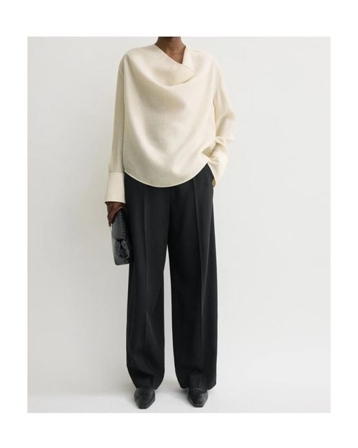 Totême White Totême Draped Curved Hem Blouse