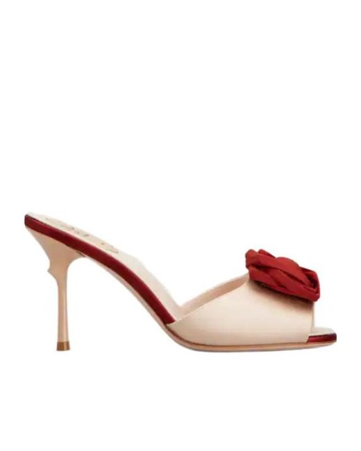 Roger Vivier Pink Floral Satin Heeled Mules