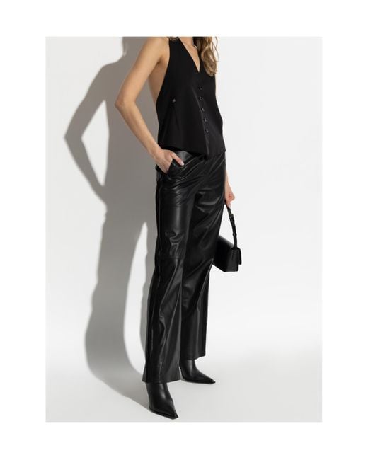 IRO Black Straight Leather Pants