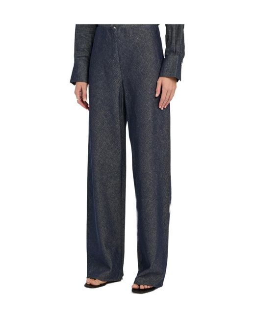 Vince Blue Colette Wide-Leg Chambray Trousers