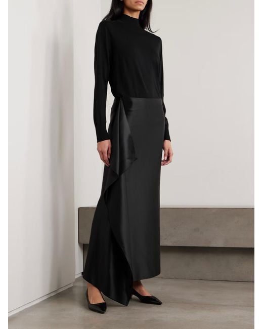 The Row Black Athalia Pleated Midi Skirt