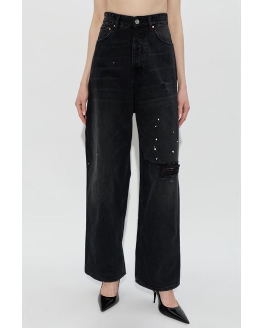 Vetements Black Distressed Wide-Leg Jeans for men