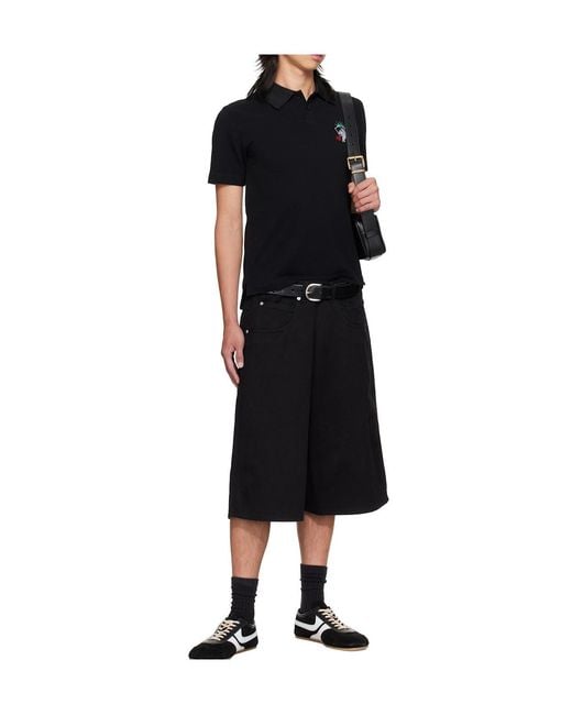 Lu'u Dan Black Short-Sleeved Polo Shirt for men