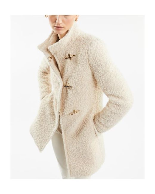 Fay Natural Virginia Bouclé Stand-Up Collar Coat