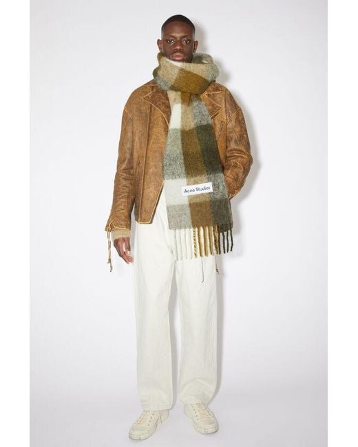 Acne Multicolor Checked Fringed-Edge Scarf for men