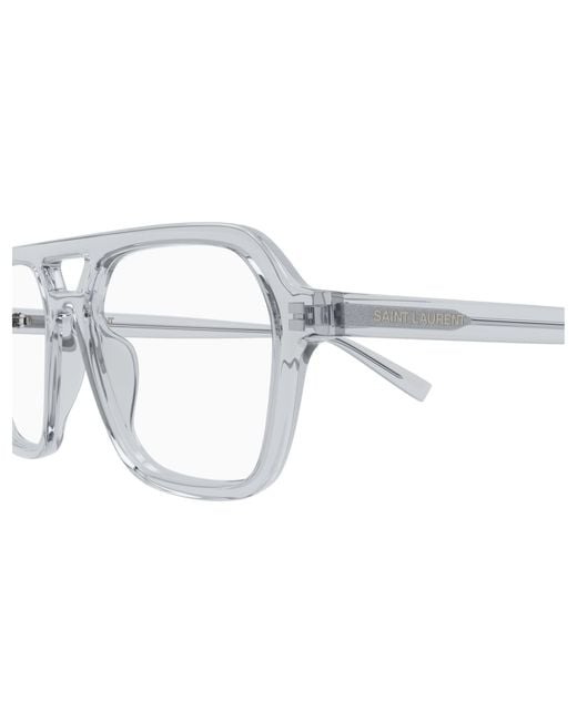 Saint Laurent White Pilot-Frame Glasses for men