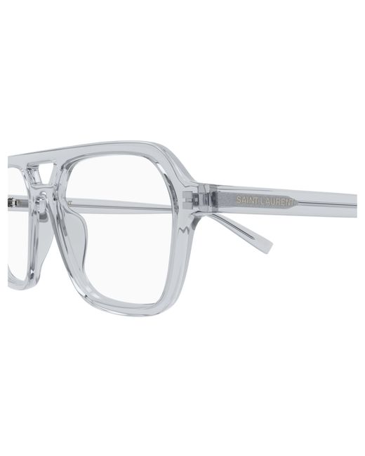 Saint Laurent White Pilot-Frame Glasses for men
