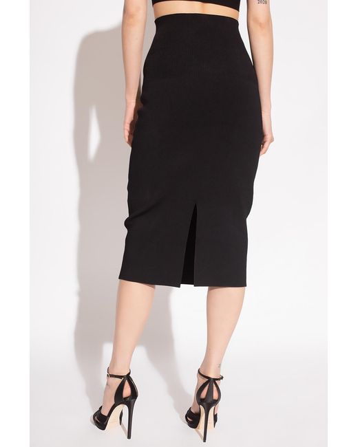 Victoria Beckham Black Knitted Midi Pencil Skirt