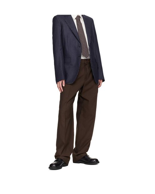 MM6 by Maison Margiela Blue Frayed Single-Breasted Blazer for men