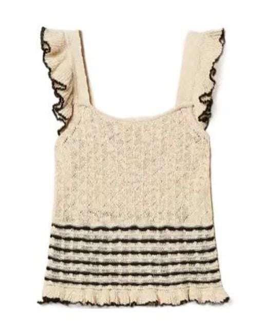 Twinset Natural Striped-Detail Ruffled Blouse