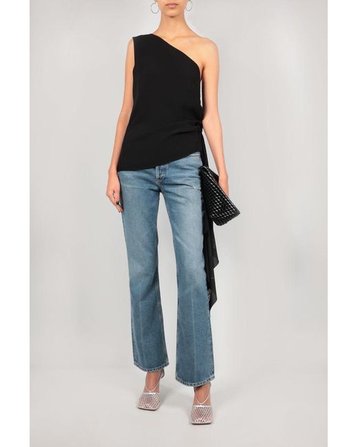 Givenchy Black One-Shoulder Laser-Cut Top