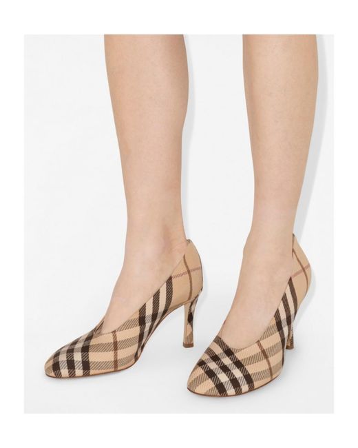 Burberry Natural Vintage Check Square-Toe Baby Pumps