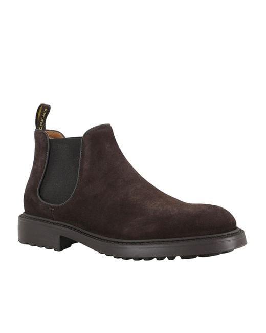 Doucal's Brown Elastic-Panel Suede Chelsea Boots for men