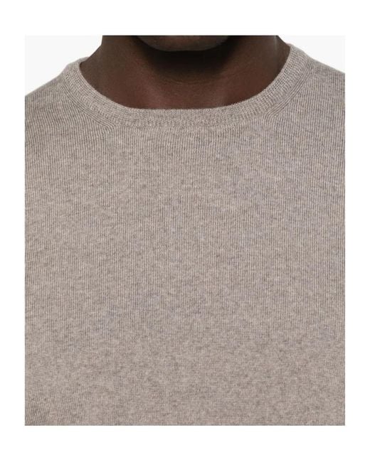 Tagliatore Gray Ribbed Hem Long Sleeve Crew Neck Sweater for men