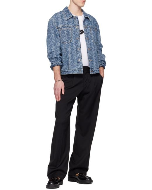 Lanvin Blue Patterned Logo-Patch Jacket for men