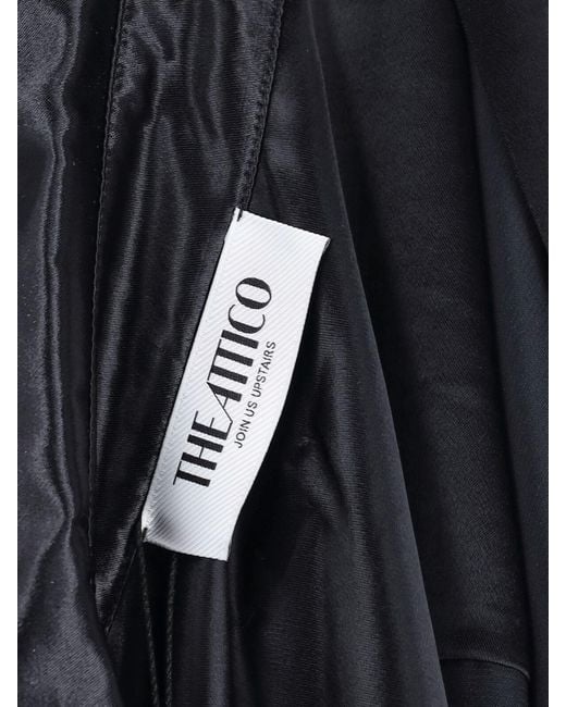 The Attico Black The Asymmetric Satin Mini Shirt Dress