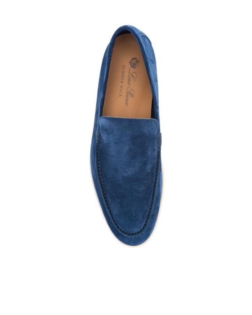 Loro Piana Blue Logo Details Loafers for men
