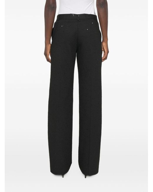 ERMANNO FIRENZE Black Striped-Detail Casual Trousers