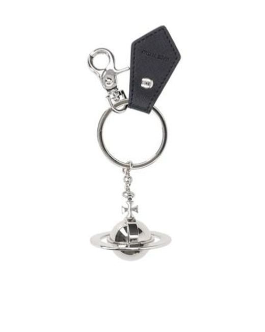 Vivienne Westwood White Orb Charm Chained Keychain