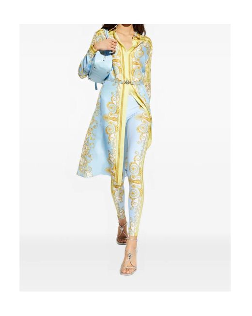 Versace Blue Pattern-Printed Leggings