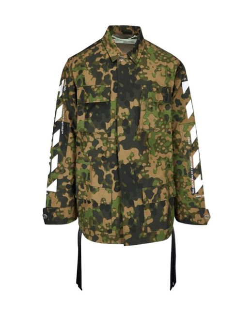Off-White c/o Virgil Abloh Green Camouflage Printed Casual Jacket for men