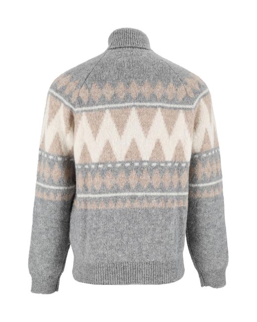 Peserico Gray Long-Sleeve Turtleneck Sweater for men