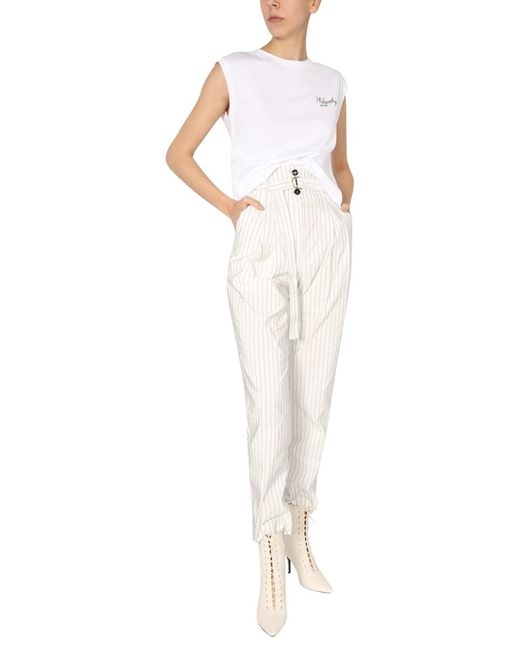 Philosophy Di Lorenzo Serafini White Striped Taffeta Trousers