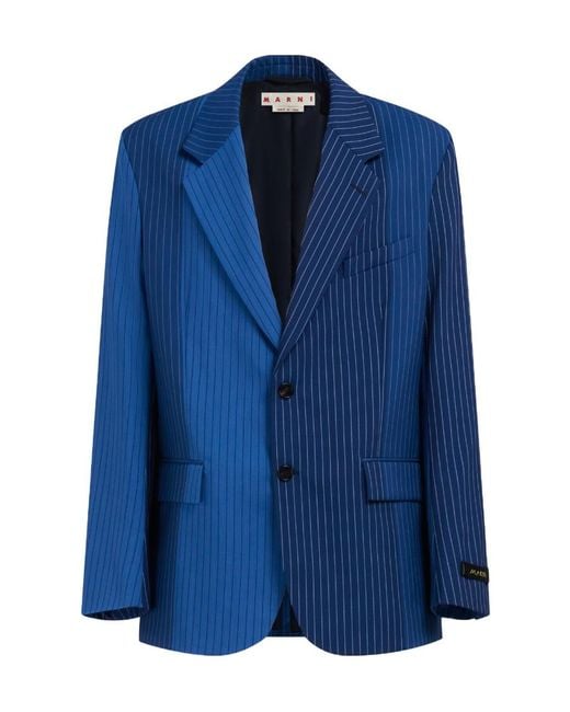 Marni Blue Dégradé Pinstripe Wool Blazer for men
