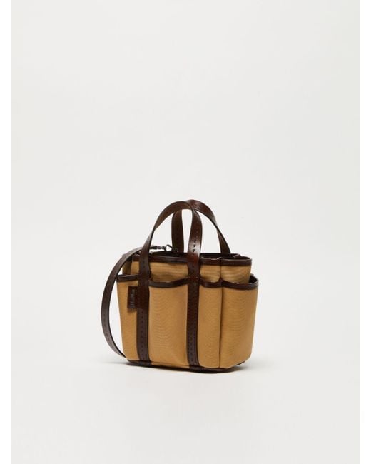 Max Mara Brown Logo Plaque Top Handle Bag