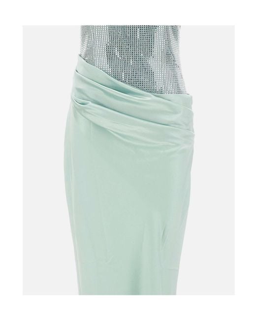 retroféte Green Retrofete Alexandra Draped Strapless Dress