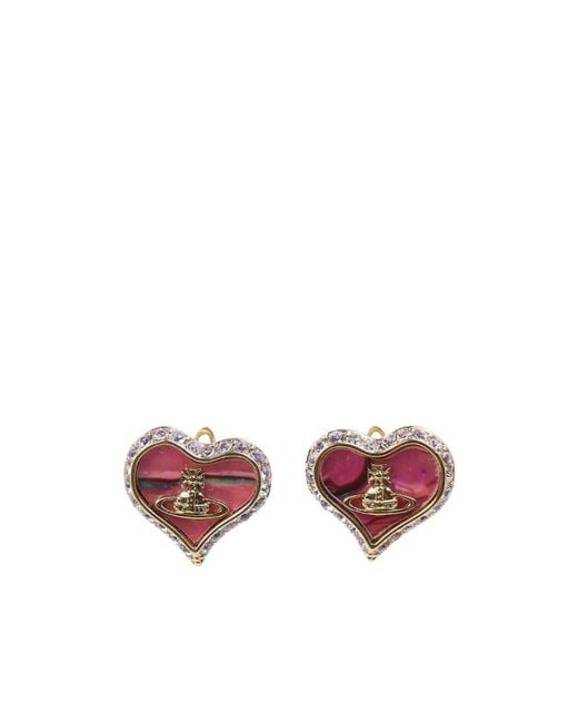 Vivienne Westwood Pink Heart-Shaped Earrings