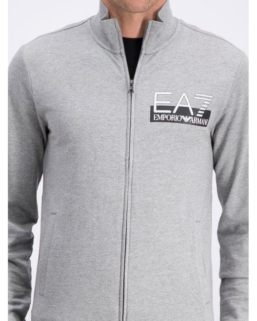 EA7 Gray Logo Collar Casual Jacket for men