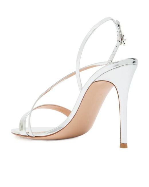 Gianvito Rossi White Metallic High-Heel Sandals