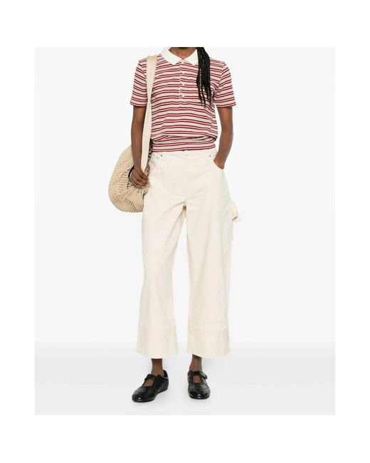 A.P.C. Red Striped Polo T-Shirt