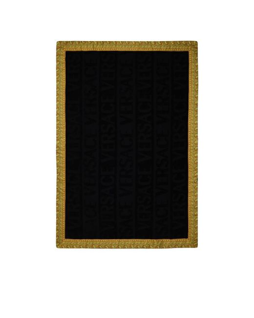 Versace Black Logo-Jacquard Cotton Bathmat (58Cm X 80Cm) for men