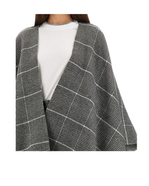 Brunello Cucinelli Gray Reversible Fringed Poncho