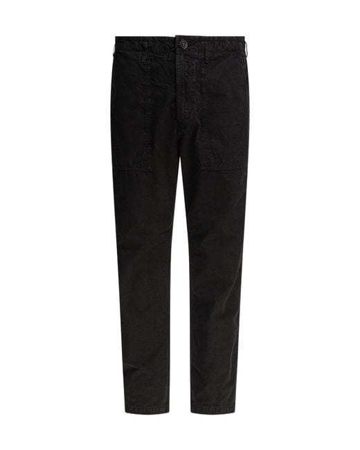 Stone Island Black Logo Patch Straight-Leg Pants for men
