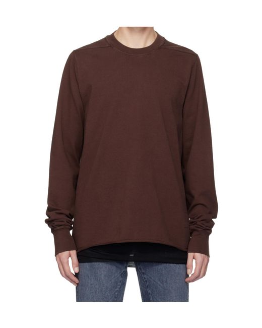 Rick Owens Brown Raw-Edge Crew-Neck Sweatshirt for men