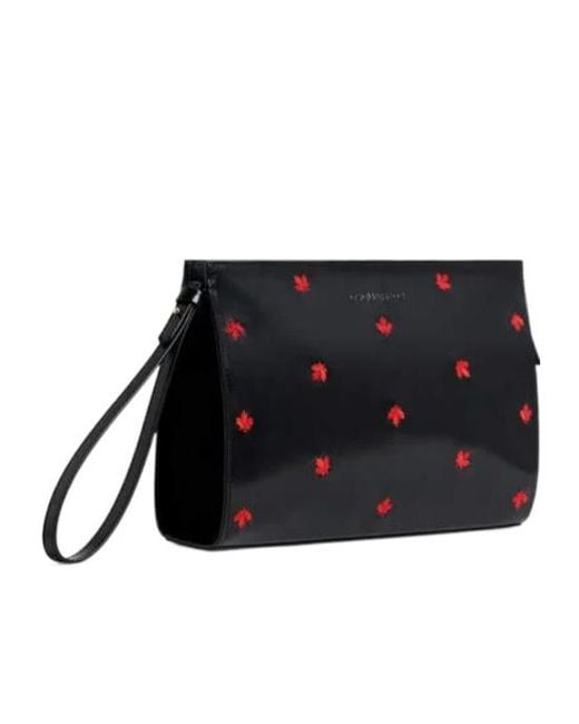 DSquared² Black Maple Leaf Leather Pouch for men
