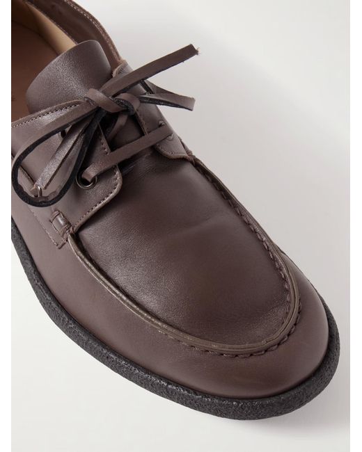 The Row Brown Novus Sailor Leather Loafers