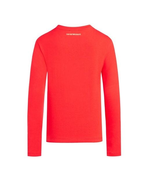 Emporio Armani Red T-Shirt With Round Neck And Long Sleeves