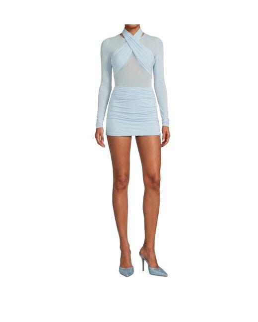 Wardrobe NYC Blue Ruched Mini Skirt